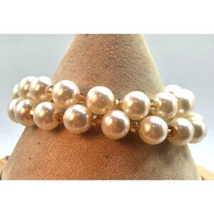 Double Strand Faux Pearl & Beaded Bracelet - Adjustable